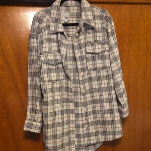 YMI Cream and Black Plaid Shirt
